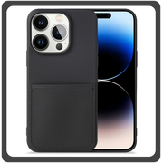 Θήκη Πλάτης - Back Cover, Silicone Σιλικόνη  Liquid Inserted TPU Protective Case Black Μαύρο For iPhone 14 Pro