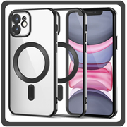 Θήκη Πλάτης - Back Cover, Silicone Σιλικόνη Pattern Plated Magnetic Case Black Μαύρο For iPhone 11