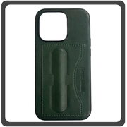Θήκη Πλάτης - Back Cover, Silicone Σιλικόνη Δερματίνη Leather Minimalist Plug-in Support Case Green Πράσινο For iPhone 11 Pro