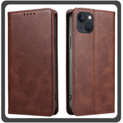 Θήκη Book, Leather Δερματίνη Print Wallet Case Brown Καφέ For iPhone 14 Plus