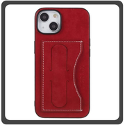 Θήκη Πλάτης - Back Cover, Silicone Σιλικόνη Leather Δερματίνη Minimalist Plug-in Support Case Red Κόκκινο For iPhone 14