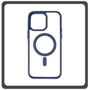 Θήκη Πλάτης - Back Cover, Silicone Σιλικόνη Frosted Edge Macaroon Magnetic Case Dark Blue Μπλε For iPhone 13