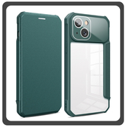 Θήκη Πλάτης - Back Cover, Silicone Σιλικόνη Leather Δερματίνη Colorful Magnetic Leather Case Dark Green Πράσινο For iPhone 14