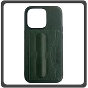 Θήκη Πλάτης - Back Cover, Silicone Σιλικόνη Leather Δερματίνη Minimalist Plug-in Support Case Green Πράσινο For iPhone 13 Pro Max