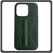 Θήκη Πλάτης - Back Cover, Silicone Σιλικόνη Leather Δερματίνη Minimalist Plug-in Support Case Green Πράσινη For iPhone 13