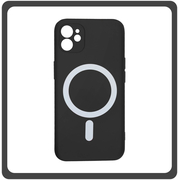 Θήκη Πλάτης - Back Cover, Silicone Σιλικόνη  Liquid Silicone Magnetic Protection Case Black Μαύρο For iPhone 12 Mini