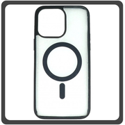 Θήκη Πλάτης - Back Cover, Silicone Σιλικόνη Frosted Edge Macaroon Magnetic Case Black Μαύρο For iPhone 12 Pro Max