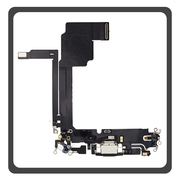 Γνήσια Original For Apple iPhone 15 Pro Max (A2849, A3105) Charging Dock Connector Type C Flex Καλωδιοταινία Κονέκτορας Φόρτισης + Microphone Μικρόφωνο Black Μαύρο Pulled