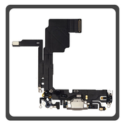 Γνήσια Original Apple iPhone 15 Pro, iPhone 15Pro (A2848, A3101) Charging Dock Connector Type C Flex Καλωδιοταινία Κονέκτορας Φόρτισης + Microphone Μικρόφωνο Gray Γκρι Pulled