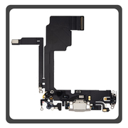 Γνήσια Original Apple iPhone 15 Pro, iPhone 15Pro (A2848, A3101) Charging Dock Connector Type CFlex Καλωδιοταινία Κονέκτορας Φόρτισης + Microphone Μικρόφωνο Silver Ασημί Pulled