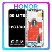 HQ OEM Συμβατό Με Honor 90 Lite (CRT-NX1), IPS LCD Display Screen Assembly Οθόνη + Touch Screen Digitizer Μηχανισμός Αφής + Frame Bezel Πλαίσιο Σασί Silver Ασημί (Premium A+)