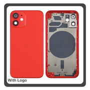 iPhone 12 Mini, iPhone12 Mini (A2399, A2176) Rear Back Battery Cover Middle Frame- Housing Πίσω Κάλυμμα Καπάκι Πλάτη Μπαταρίας - Σασί + Side Keys Πλαϊνά πλήκτρα  + Sim Tray Θήκη Κάρτας Red Κόκκινο (Ref By Apple)