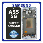 Γνήσια Original Samsung Galaxy A55 5G (SM-A556V, SM-A556B) Super AMOLED LCD Display Screen Assembly Οθόνη + Touch Screen Digitizer Μηχανισμός Αφής + Frame Bezel Πλαίσιο Σασί Ice Blue Μπλε GH82-34305B (Service Pack By Samsung)