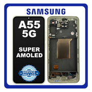 Γνήσια Original Samsung Galaxy A55 5G (SM-A556V, SM-A556B) Super AMOLED LCD Display Screen Assembly Οθόνη + Touch Screen Digitizer Μηχανισμός Αφής + Frame Bezel Πλαίσιο Σασί Lemon GH82-34305D (Service Pack By Samsung)