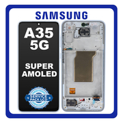 Γνήσια Original Samsung Galaxy A35 5G (SM-A356E, SM-A356E/DS) Super AMOLED LCD Display Screen Assembly Οθόνη + Touch Screen Digitizer Μηχανισμός Αφής + Frame Bezel Πλαίσιο Σασί Ice Blue Μπλε GH82-34221B (Service Pack By Samsung)