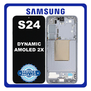 Γνήσια Original Samsung Galaxy S24 5G (SM-S921B, SM-S921B/DS) Dynamic LTPO AMOLED 2X LCD Display Screen Assembly Οθόνη + Touch Screen Digitizer Μηχανισμός Αφής + Frame Bezel Πλαίσιο Σασί Sapphire Blue Μπλε GH82-33287F (Service Pack By Samsung)