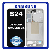 Γνήσια Original Samsung Galaxy S24 5G (SM-S921B, SM-S921B/DS) Dynamic LTPO AMOLED 2X LCD Display Screen Assembly Οθόνη + Touch Screen Digitizer Μηχανισμός Αφής + Frame Bezel Πλαίσιο Σασί Marble Grey Γκρι GH82-33287B (Service Pack By Samsung)