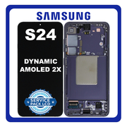 Γνήσια Original Samsung Galaxy S24 5G (SM-S921B, SM-S921B/DS) Dynamic LTPO AMOLED 2X LCD Display Screen Assembly Οθόνη + Touch Screen Digitizer Μηχανισμός Αφής + Frame Bezel Πλαίσιο Σασί Cobalt Violet Βιολετί GH82-33287C (Service Pack By Samsung)
