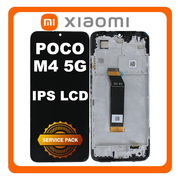 Γνήσια Original Xiaomi Poco M4 5G (22041219PG) IPS LCD Display Screen Assembly Οθόνη + Touch Screen Digitizer Μηχανισμός Αφής + Frame Bezel Πλαίσιο Σασί Black Μαύρο 560005L19P00 (Service Pack By Xiaomi)