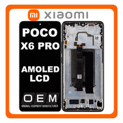 HQ OEM Συμβατό Με Xiaomi Poco X6 Pro 5G (2311DRK48G, 2311DRK48I), AMOLED LCD Display Screen Assembly Οθόνη + Touch Screen Digitizer Μηχανισμός Αφής + Frame Bezel Πλαίσιο Σασί Black Μαύρο (Premium A+)