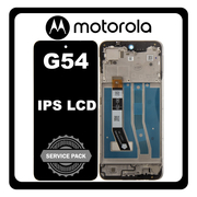 Γνήσια Original Motorola Moto G54 5G (XT2343-1, XT2343-2) IPS LCD Display Screen Assembly Οθόνη + Touch Screen Digitizer Μηχανισμός Αφής + Frame Bezel Πλαίσιο Σασί Black Μαύρο 5D68C23304 (Service Pack By Motorola)