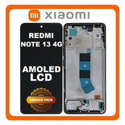 Γνήσια Original Xiaomi Redmi Note 13 4G (23129RAA4G, 23124RA7EO) AMOLED LCD Display Screen Assembly Οθόνη + Touch Screen Digitizer Μηχανισμός Αφής + Frame Bezel Πλαίσιο Σασί Midnight Black Μαύρο 56000400N700 (Service Pack By Xiaomi)