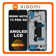 Γνήσια Original Redmi Note 13 Pro 5G (2312DRA50C, 2312CRAD3C), AMOLED LCD Display Screen Assembly Οθόνη + Touch Screen Digitizer Μηχανισμός Αφής + Frame Bezel Πλαίσιο Σασί Aurora Purple Μωβ 5600030N1600 (Service Pack By Xiaomi)