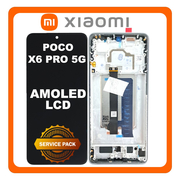 Γνήσια Original Xiaomi Poco X6 Pro 5G (2311DRK48G, 2311DRK48I), AMOLED LCD Display Screen Assembly Οθόνη + Touch Screen Digitizer Μηχανισμός Αφής + Frame Bezel Πλαίσιο Σασί Grey Γκρι 560001N11A00​ (Service Pack By Xiaomi)