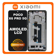 Γνήσια Original Xiaomi Poco X6 Pro 5G (2311DRK48G, 2311DRK48I), AMOLED LCD Display Screen Assembly Οθόνη + Touch Screen Digitizer Μηχανισμός Αφής + Frame Bezel Πλαίσιο Σασί Black Frame WIth Yellow Power Button 560003N11A00​​ (Service Pack By Xiaomi)
