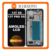 Γνήσια Original Xiaomi 13T 5G (2306EPN60G) / Xiaomi 13T Pro (23078PND5G), AMOLED LCD Display Screen Assembly Οθόνη + Touch Screen Digitizer Μηχανισμός Αφής Black Μαύρο 5600050M1200 (Service Pack By Xiaomi)