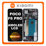 Γνήσια Original Xiaomi Poco F6 Pro 5G, AMOLED LCD Display Screen Assembly Οθόνη + Touch Screen Digitizer Μηχανισμός Αφής + Frame Bezel Πλαίσιο Σασί Black Μαύρο 5600160N1100 (Service Pack By Xiaomi)