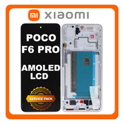 Γνήσια Original Xiaomi Poco F6 Pro 5G, AMOLED LCD Display Screen Assembly Οθόνη + Touch Screen Digitizer Μηχανισμός Αφής + Frame Bezel Πλαίσιο Σασί White Άσπρο 5600150N1100 (Service Pack By Xiaomi)
