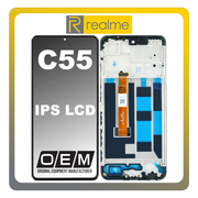 HQ OEM &Sigma;&upsilon;&mu;&beta;&alpha;&tau;ό &Mu;&epsilon; Realme C55 (RMX3710) IPS LCD Display Screen Assembly &Omicron;&theta;ό&nu;&eta; + Touch Screen Digitizer &Mu;&eta;&chi;&alpha;&nu;&iota;&sigma;&mu;ό&sigmaf; &Alpha;&phi;ή&sigmaf; + Frame Bezel &Pi;&lambda;&alpha;ί&sigma;&iota;&omicron; &Sigma;&alpha;&sigma;ί​ Black &Mu;&alpha;ύ&rho;&omicron; (Premium A+)