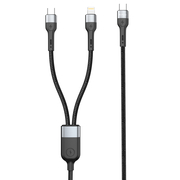 Καλώδιο Φόρτισης Detech de-49ccl, 2 in 1, Type-c - Type-c, Lightning, 1.0m, Black - 40514