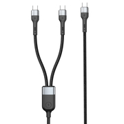 Καλώδιο Φόρτισης Detech de-50cc, 2 в 1, Type-c - 2хtype-c, 1.0m, Black - 40515