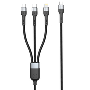 Καλώδιο Φόρτισης Detech de-51ccl, 3 in 1, Type-c - 2хtype-c, Lightning, 1.0m, Black - 40516