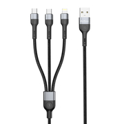 Καλώδιο Φόρτισης Detech de-52ucl, 3 in 1, usb - 2хtype-c, Lightning, 1.0m, Black - 40518