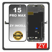 HQ OEM For Apple iPhone 15 Pro Max, iPhone 15 ProMax (A2849, A3105) ZY InCell LCD Display Screen Assembly Οθόνη + Touch Screen Digitizer Μηχανισμός Αφής With IC Removable Black Μαύρο (Premium A+)