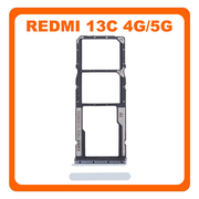 Γνήσια Original Xiaomi Redmi 13C 4G (23100RN82L, 23106RN0DA) / Redmi 13C 5G (23124RN87G, 23124RN87I) SIM Card Tray + Micro SD Tray Slot Υποδοχέας Βάση Θήκη Κάρτας SIM Glacier White Μπλε (Service Pack By Xiaomi)
