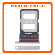 Γνήσια Original Xiaomi Poco X6 Pro 5G (2311DRK48G, 2311DRK48I), SIM Card Tray Υποδοχέας Βάση Θήκη Κάρτας SIM Silver Ασημί (Service Pack By Xiaomi)
