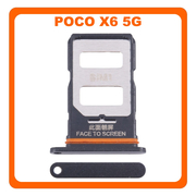 Γνήσια Original Xiaomi Poco X6 5G (23122PCD1G, 23122PCD1I) SIM Card Tray Υποδοχέας Βάση Θήκη Κάρτας SIM Black Μαύρο (Service Pack By Xiaomi)