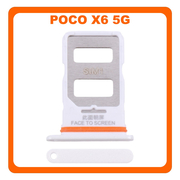 Γνήσια Original Xiaomi Poco X6 5G (23122PCD1G, 23122PCD1I) SIM Card Tray Υποδοχέας Βάση Θήκη Κάρτας SIM White Άσπρο (Service Pack By Xiaomi)