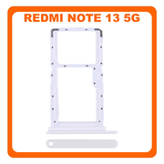 Γνήσια Original Xiaomi Redmi Note 13 5G (2312DRAABG, 2312DRAABI), SIM Card Tray + Micro SD Tray Slot Υποδοχέας Βάση Θήκη Κάρτας SIM Arctic White Άσπρο (Service Pack By XIaomi)