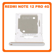 Γνήσια Original Xiaomi Redmi Note 12 4G (23021RAAEG, 23021RAA2Y) SIM Card Tray + Micro SD Tray Slot Υποδοχέας Βάση Θήκη Κάρτας Silver Ασημί (Service Pack By Xiaomi)