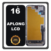 Γνήσια Original For Apple iPhone 16 (A3287, A3081) APLONG LCD Display Screen Assembly Οθόνη + Touch Screen Digitizer Μηχανισμός Αφής Space Black Μαύρο (Lifetime Warranty Για Συνεργατες B2B​)