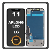 Original For Apple iPhone 11, iPhone11 (A2221, A2111) APLONG LCD Display Screen Assembly Οθόνη + Touch Screen Digitizer Μηχανισμός Αφής Black Μαύρο LG (Lifetime Warranty Για Συνεργατες B2B​)