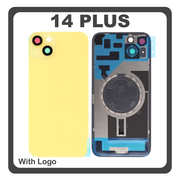 HQ OEM &Sigma;&upsilon;&mu;&beta;&alpha;&tau;ό &Mu;&epsilon; Apple iPhone 14 Plus (A2886, A2632, A2885) Rear Back Battery Cover &Pi;ί&sigma;&omega; &Kappa;ά&lambda;&upsilon;&mu;&mu;&alpha; &Kappa;&alpha;&pi;ά&kappa;&iota; &Pi;&lambda;ά&tau;&eta; &Mu;&pi;&alpha;&tau;&alpha;&rho;ί&alpha;&sigmaf; + Metal Plate + Camera Lens &Tau;&zeta;&alpha;&mu;ά&kappa;&iota; &Kappa;ά&mu;&epsilon;&rho;&alpha;&sigmaf; + Magsafe Yellow &Kappa;ί&tau;&rho;&iota;&nu;&omicron; (Premium A+)