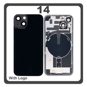 HQ OEM &Sigma;&upsilon;&mu;&beta;&alpha;&tau;ό &Mu;&epsilon; Apple iPhone 14, iPhone14 (A2882, A2649) Rear Back Battery Cover &Pi;ί&sigma;&omega; &Kappa;ά&lambda;&upsilon;&mu;&mu;&alpha; &Kappa;&alpha;&pi;ά&kappa;&iota; &Pi;&lambda;ά&tau;&eta; &Mu;&pi;&alpha;&tau;&alpha;&rho;ί&alpha;&sigmaf; + Metal Plate + Camera Lens &Tau;&zeta;&alpha;&mu;ά&kappa;&iota; &Kappa;ά&mu;&epsilon;&rho;&alpha;&sigmaf; + Magsafe + NFC Midnight Black &Mu;&alpha;ύ&rho;&omicron; (Premium A+)