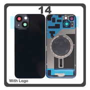HQ OEM &Sigma;&upsilon;&mu;&beta;&alpha;&tau;ό &Mu;&epsilon; Apple iPhone 14, iPhone14 (A2882, A2649) Rear Back Battery Cover &Pi;ί&sigma;&omega; &Kappa;ά&lambda;&upsilon;&mu;&mu;&alpha; &Kappa;&alpha;&pi;ά&kappa;&iota; &Pi;&lambda;ά&tau;&eta; &Mu;&pi;&alpha;&tau;&alpha;&rho;ί&alpha;&sigmaf; + Metal Plate + Camera Lens &Tau;&zeta;&alpha;&mu;ά&kappa;&iota; &Kappa;ά&mu;&epsilon;&rho;&alpha;&sigmaf; + Magsafe Midnight Black &Mu;&alpha;ύ&rho;&omicron; (Premium A+)