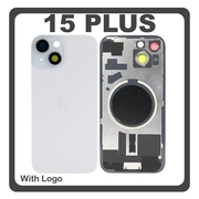 HQ OEM Συμβατό Με Apple iPhone 15 Plus, iPhone 15+ (A3094, A2847) Rear Back Battery Cover Πίσω Κάλυμμα Καπάκι Πλάτη Μπαταρίας + Metal Plate + Camera Lens Τζαμάκι Κάμερας + Magsafe Blue Μπλε (Premium A+)